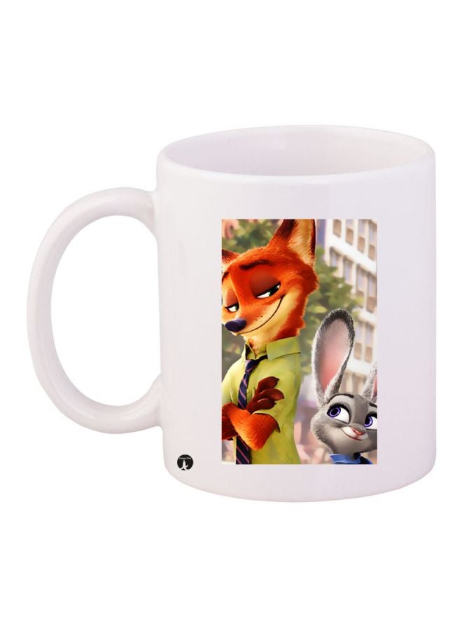 مج قهوة بطبعة شخصية كارتونية أبيض/بني/أخضر