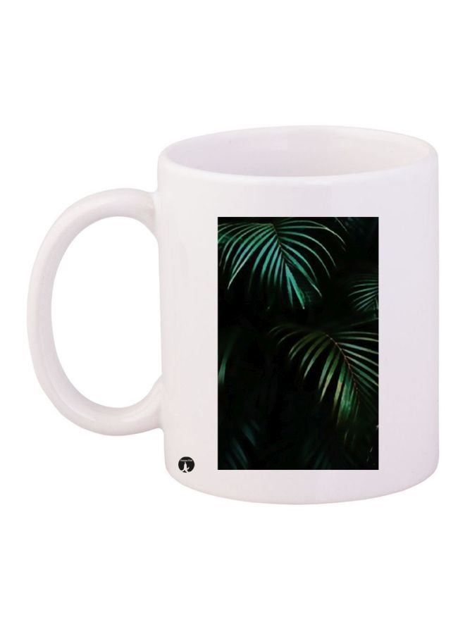 Leaf Printed Coffee Mug White/Green/Black