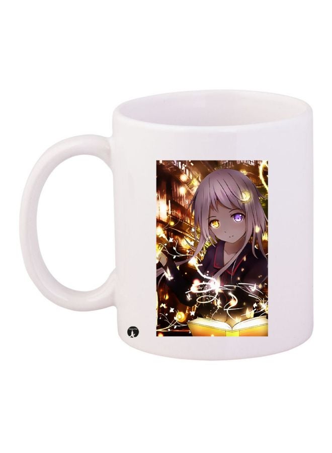 بي بي كوب قهوة مطبوع برسمة فتاة أبيض/بني/ أصفر