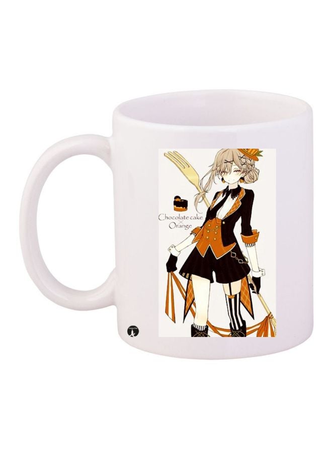 BP Cartoon Girl Printed Coffee Mug White/Black/Brown