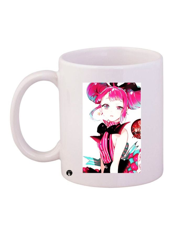 Anime Printed Ceramic Coffee Mug White/Pink/Black