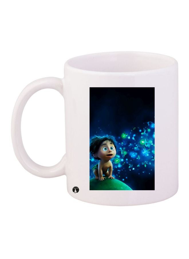 Cartoon Printed Ceramic Coffee Mug White/Blue/Beige