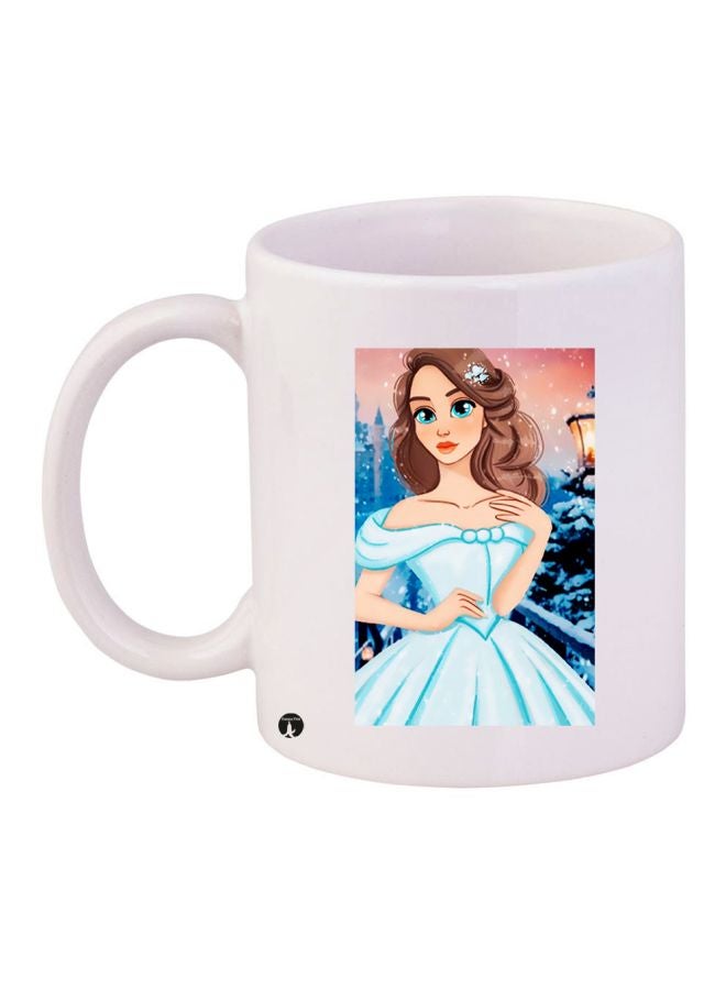 BP Woman Printed Ceramic Coffee Mug White/Blue/Beige