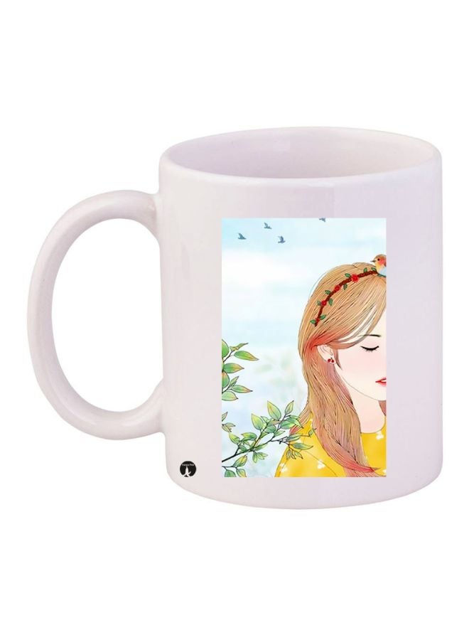 BP Girl Printed Ceramic Coffee Mug White/Blue/Yellow