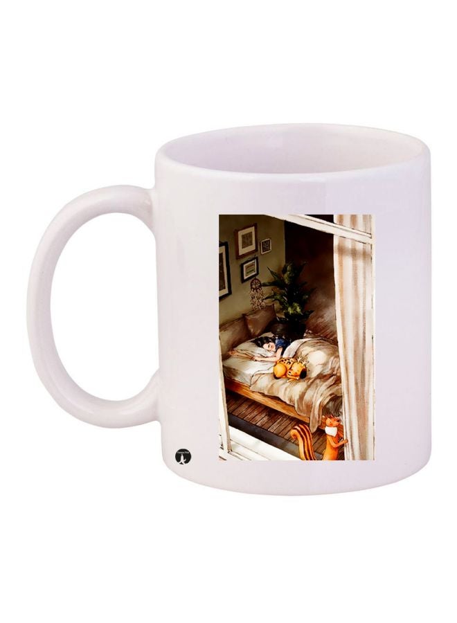 BP Girl Printed Ceramic Coffee Mug White/Brown/Green