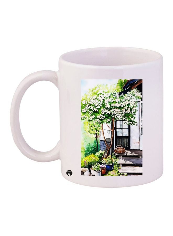 BP Floral Printed Ceramic Coffee Mug White/Green/Black