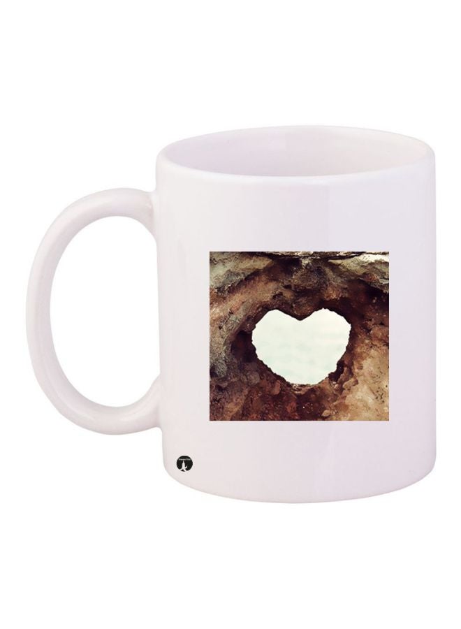 بي بي مج قهوة سيراميك بطبعة قلب أبيض/بني