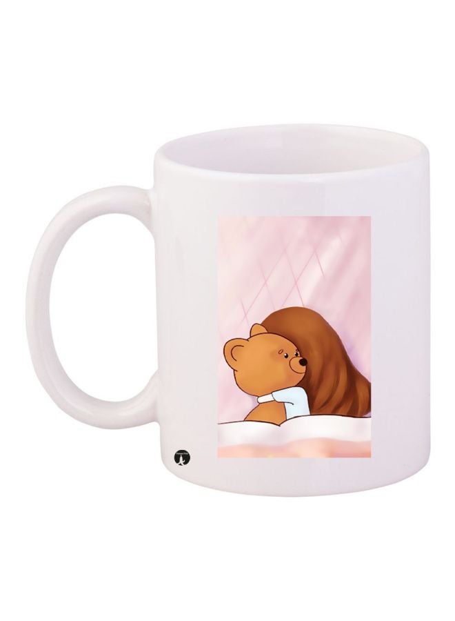BP Bear Printed Ceramic Coffee Mug White/Pink/Brown