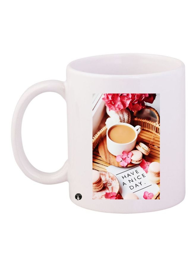 BP Floral Printed Ceramic Coffee Mug White/Pink/Beige