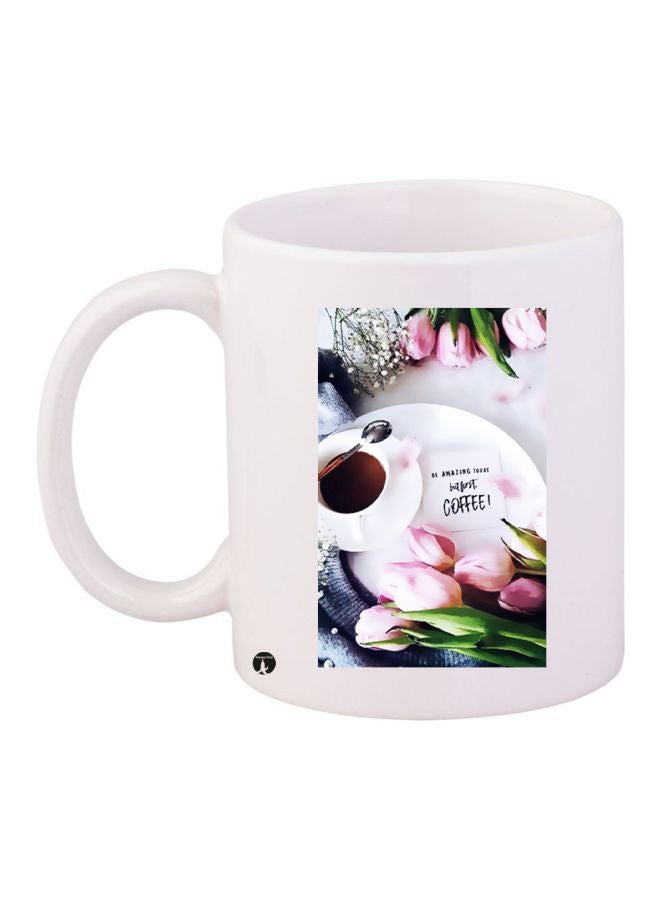 BP Floral Printed Ceramic Coffee Mug White/Pink/Green