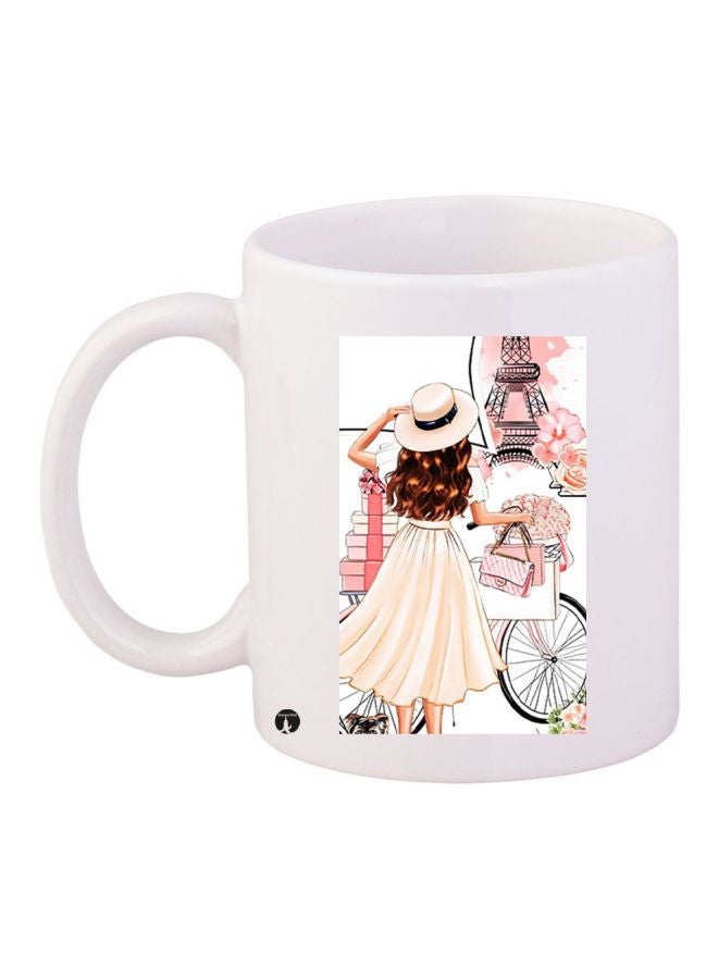 BP Girl Printed Ceramic Coffee Mug White/Beige/Brown