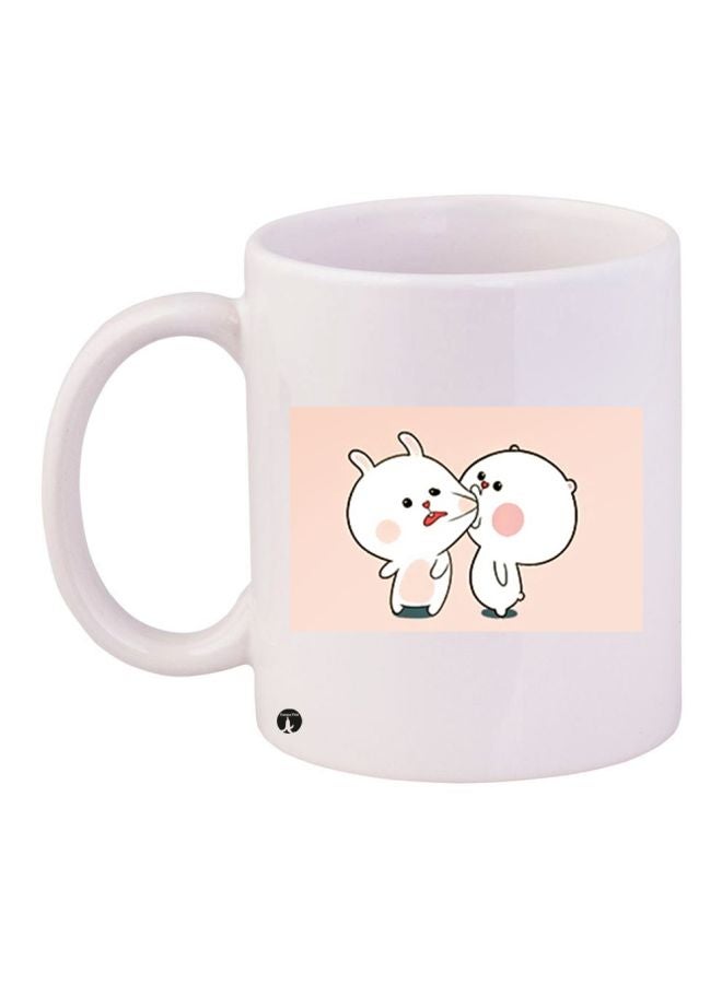 BP Cartoon Printed Coffee Mug White/Pink/Beige