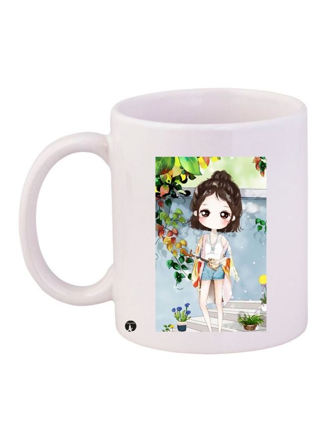 BP Anime Girl Printed Coffee Mug White/Blue/Green
