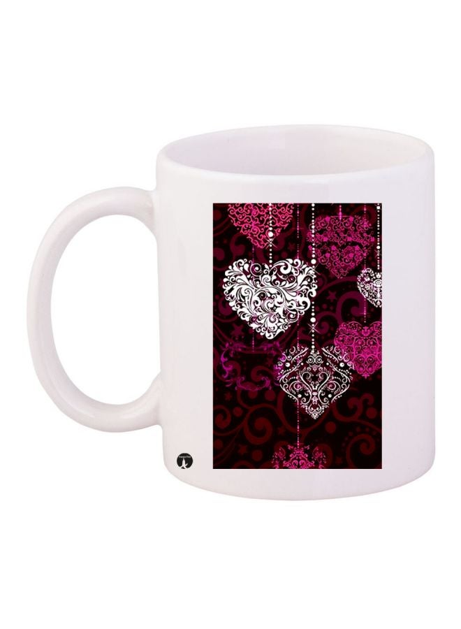 Printed Ceramic Coffee Mug White/Black/Purple