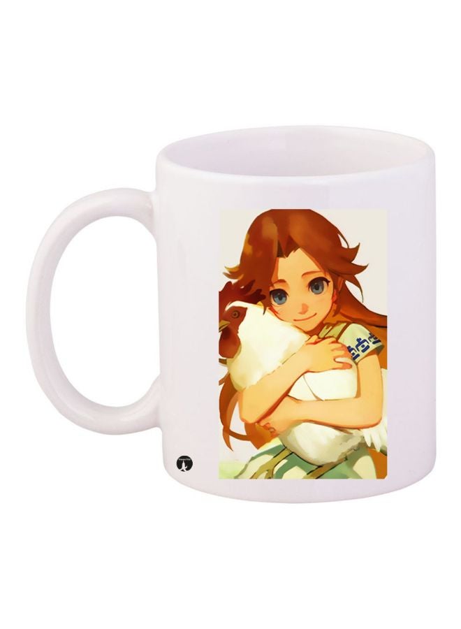 BP Anime Girl Printed Coffee Mug White/Brown/Beige
