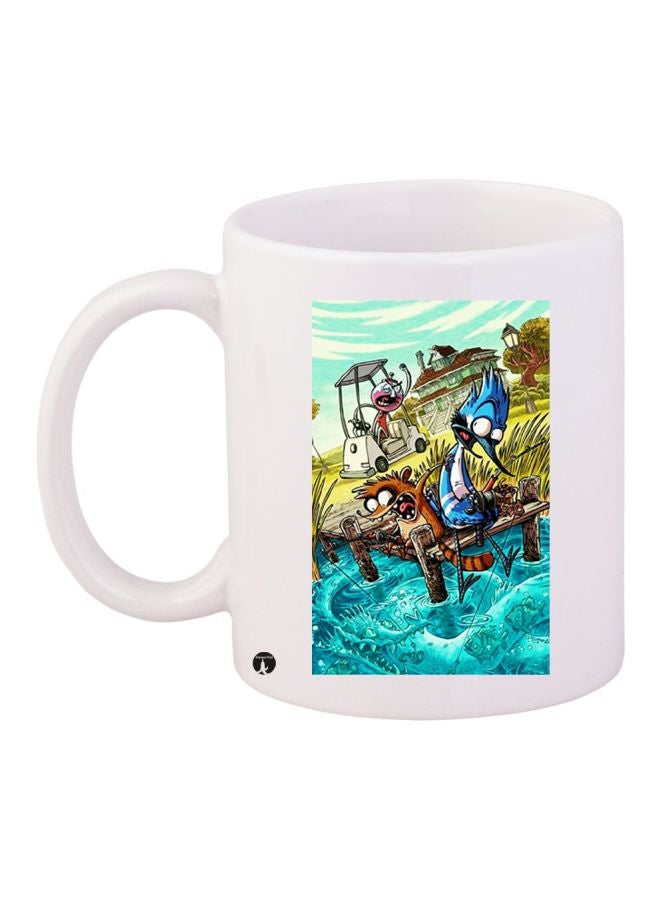 BP Cartoon Printed Coffee Mug White/Blue/Green