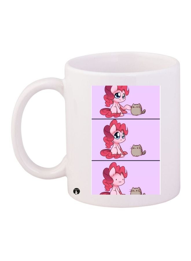 BP Cartoon Printed Coffee Mug White/Purple/Pink