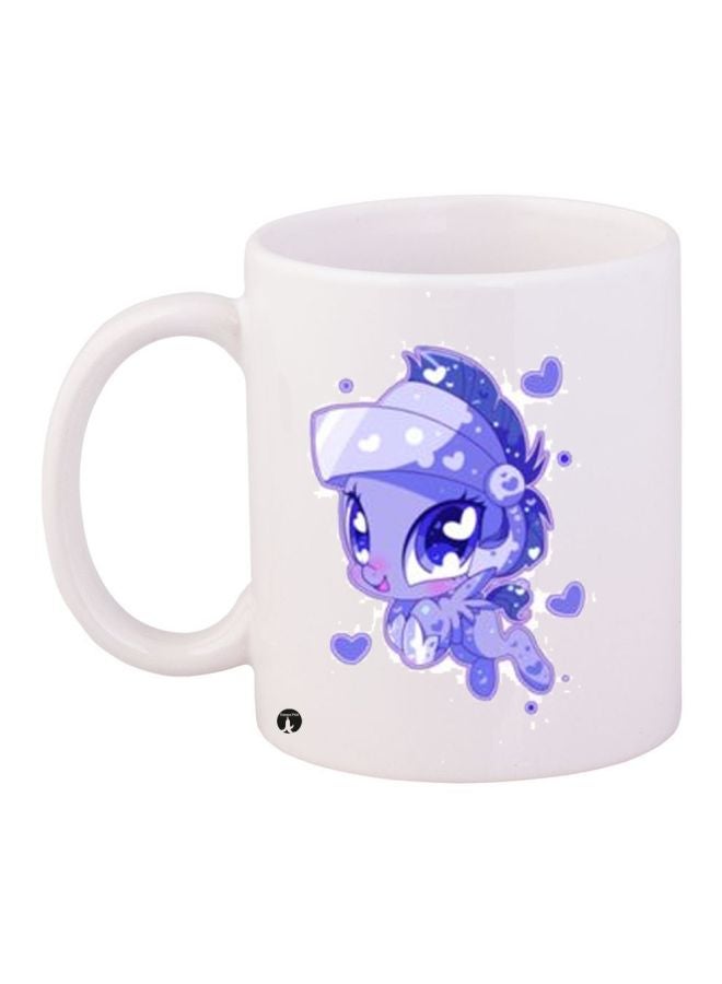 بي بي مج قهوة بطبعة شخصية كارتونية أبيض/أرجواني/أزرق