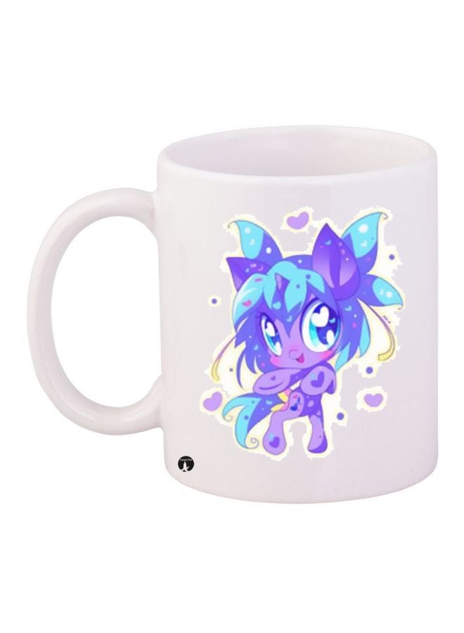 Cartoon Printed Coffee Mug White/Purple/Blue