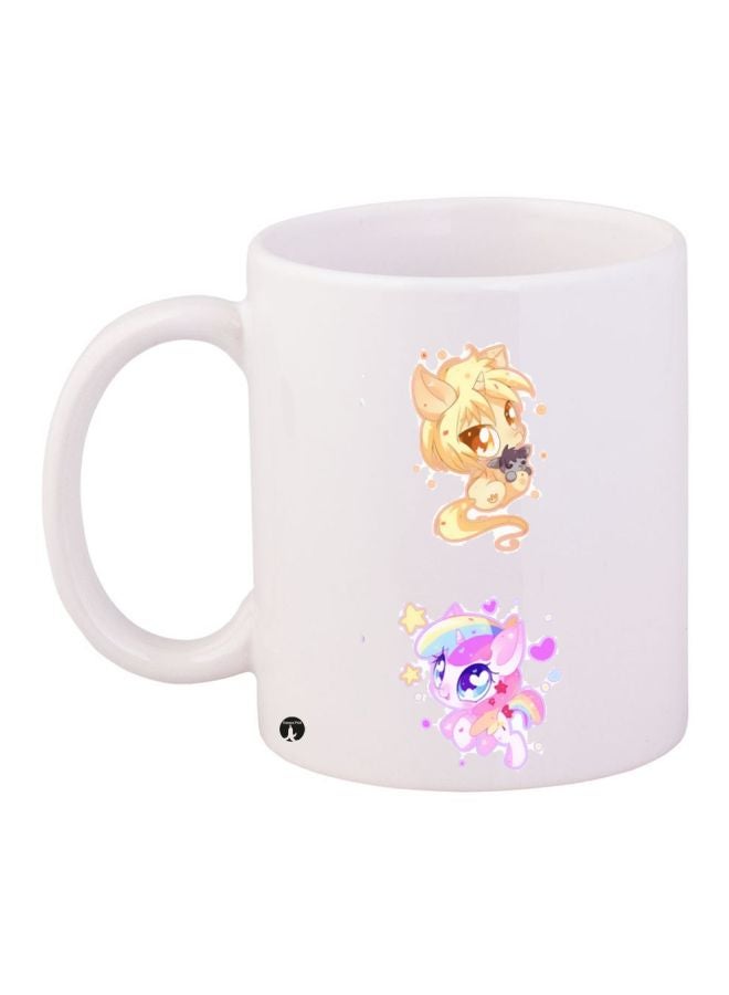 BP Cartoon Printed Coffee Mug White/Yellow/Pink