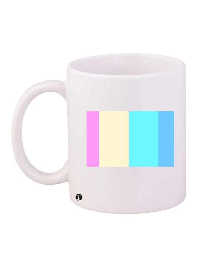 بي بي مج قهوة بطبعة خطوط أبيض/ وردي/ بيج