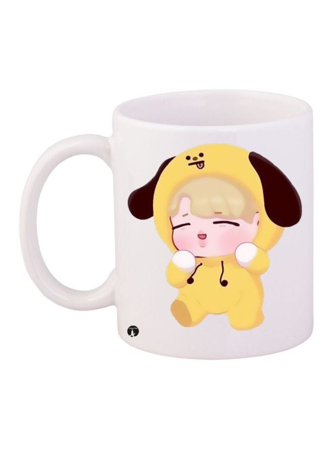 BP Cartoon Printed Coffee Mug White/Yellow/Beige