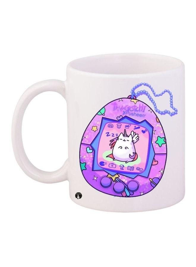 BP Cartoon Printed Coffee Mug White/Purple/Blue