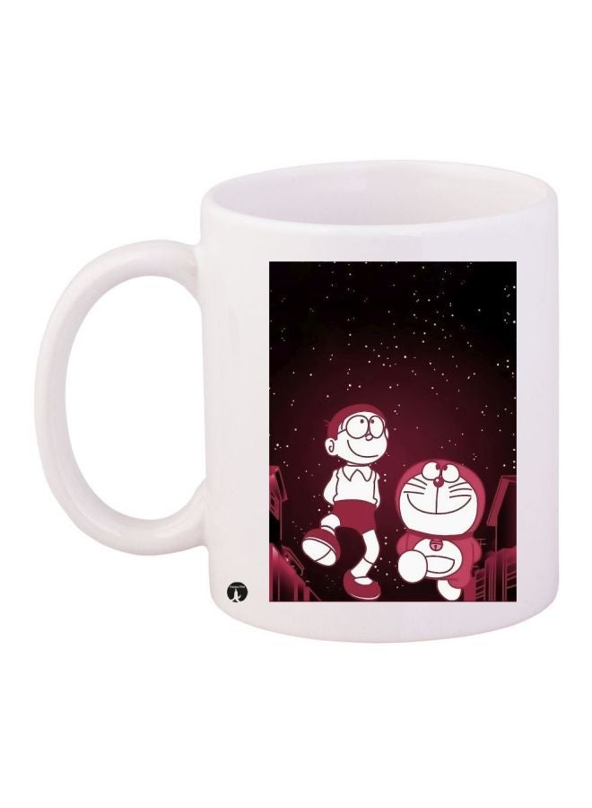 BP Doraemon Printed Coffee Mug White/Pink/Black