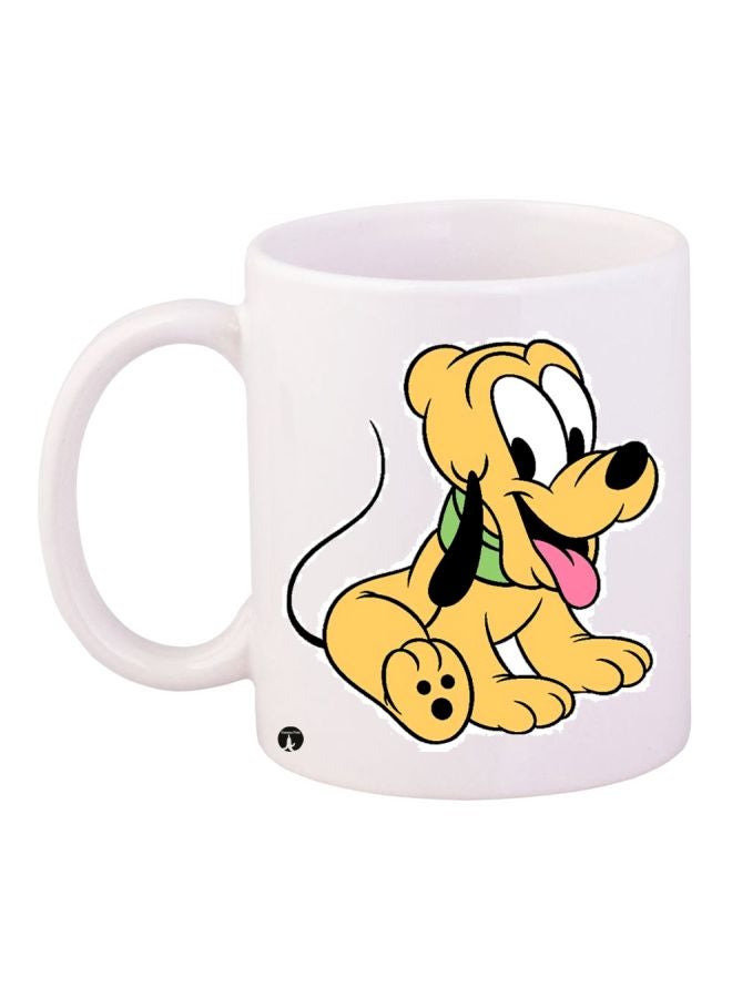 BP Cartoon Dog Printed Coffee Mug White/Yellow/Black