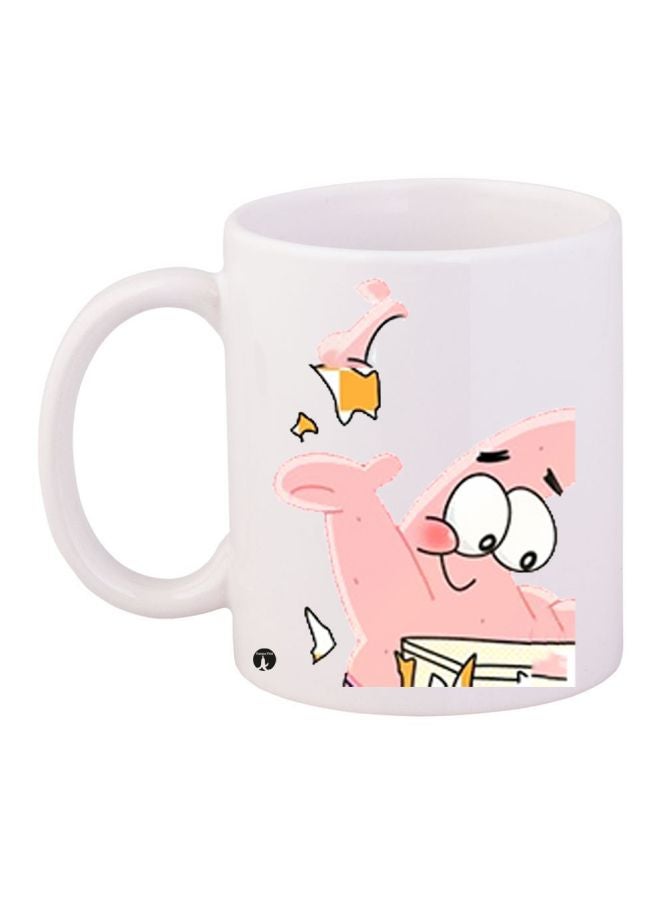 BP Patrick Cartoon Printed Coffee Mug White/Pink/Yellow