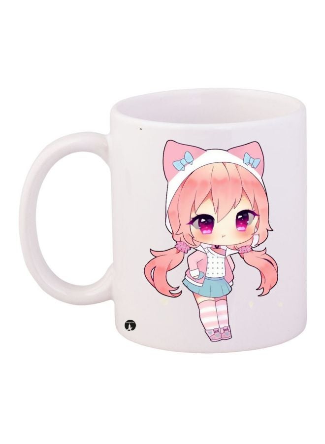 BP Anime Girl Printed Coffee Mug White/Pink/Blue