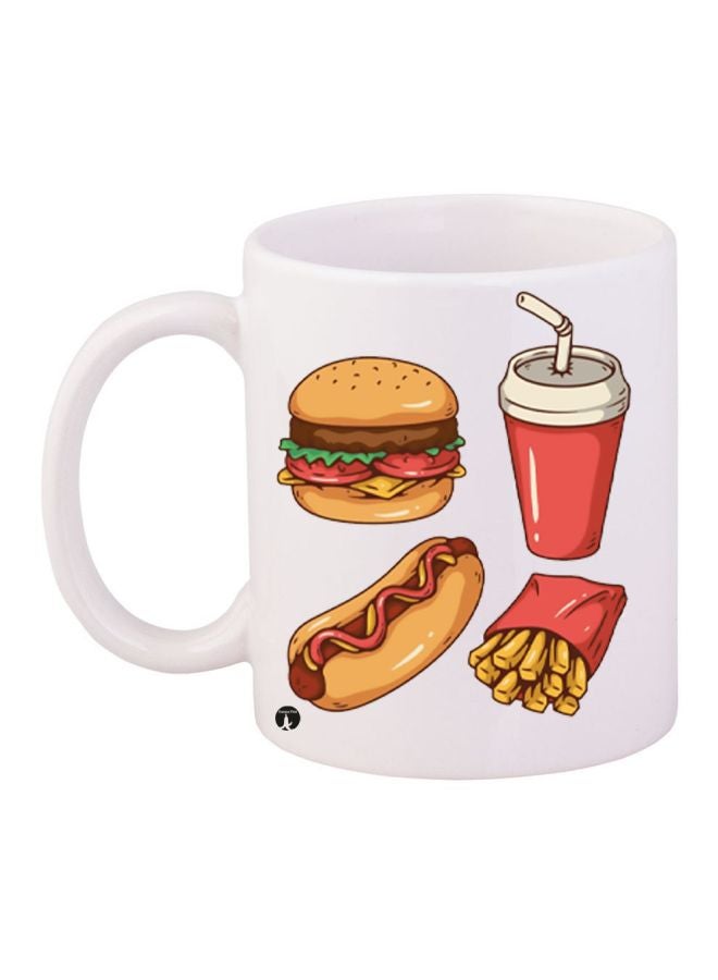 BP Fast Food Pop-Art Printed Coffee Mug White/Yellow/Red