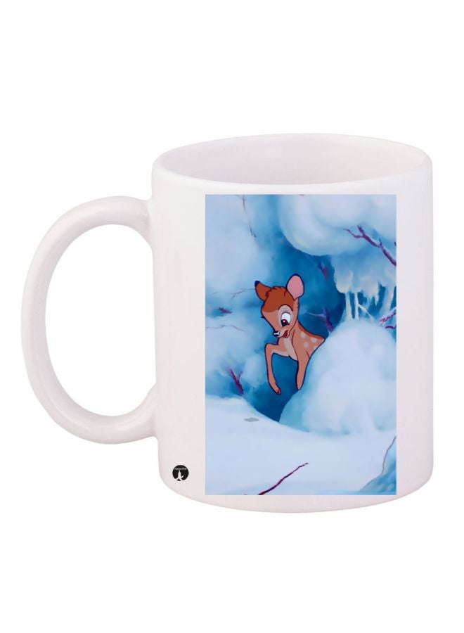 Deer Printed Coffee Mug White/Blue/Brown