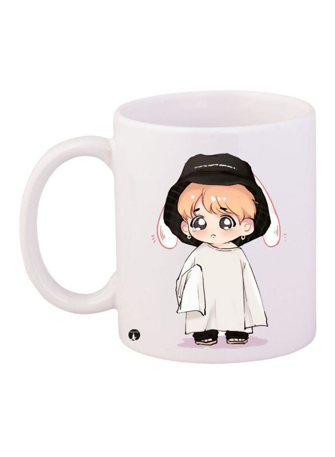 BP Cartoon Boy Printed Coffee Mug White/Black/Beige