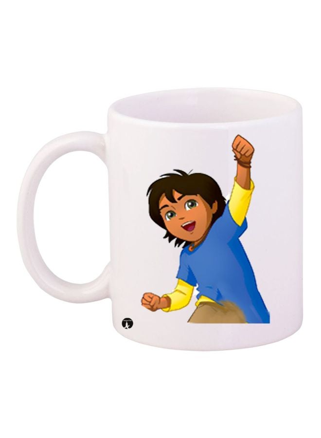 بي بي مج قهوة بطبعة شخصية كارتونية أبيض/أزرق/بني