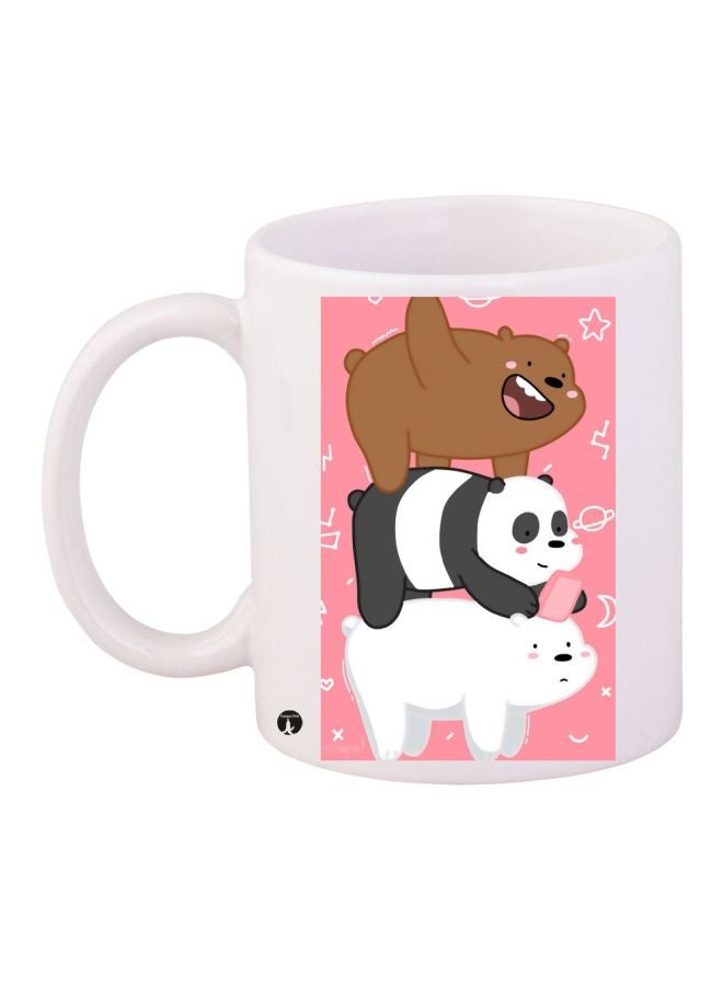 We Bare Bears Printed Coffee Mug White/Pink/Brown