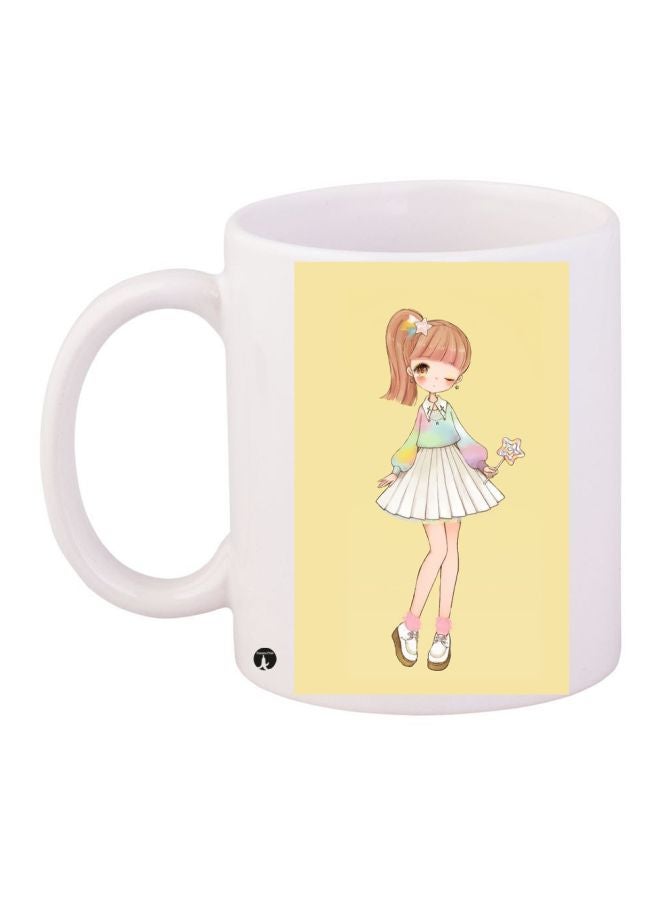 BP Cartoon Printed Coffee Mug White/Yellow