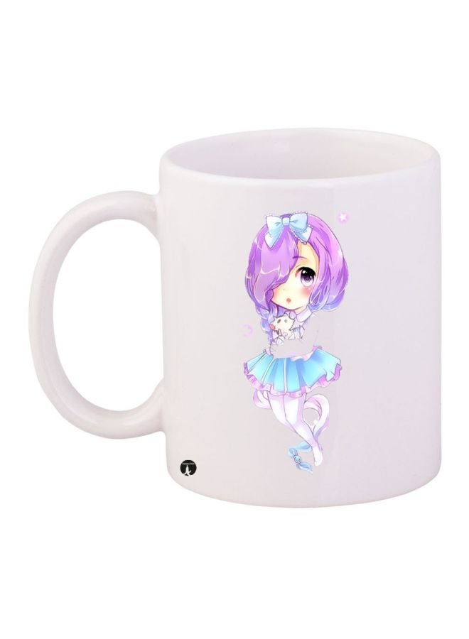 BP Cartoon Printed Coffee Mug White/Purple/Blue