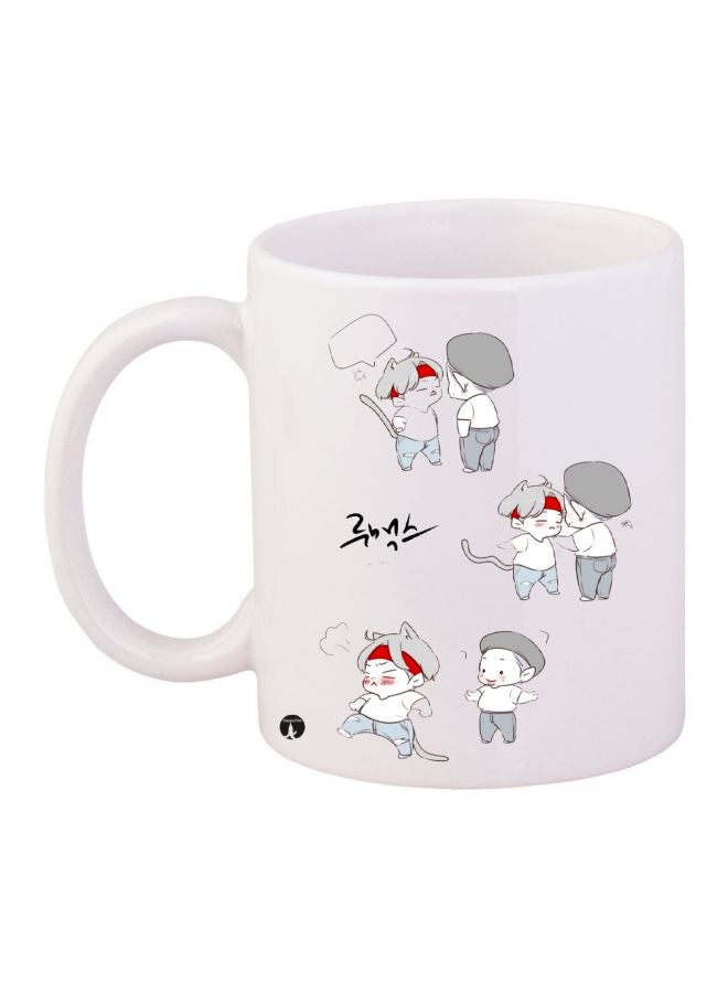 بي بي مج قهوة مطبوع عليه صورة رسوم متحركة أبيض/رمادي/أحمر