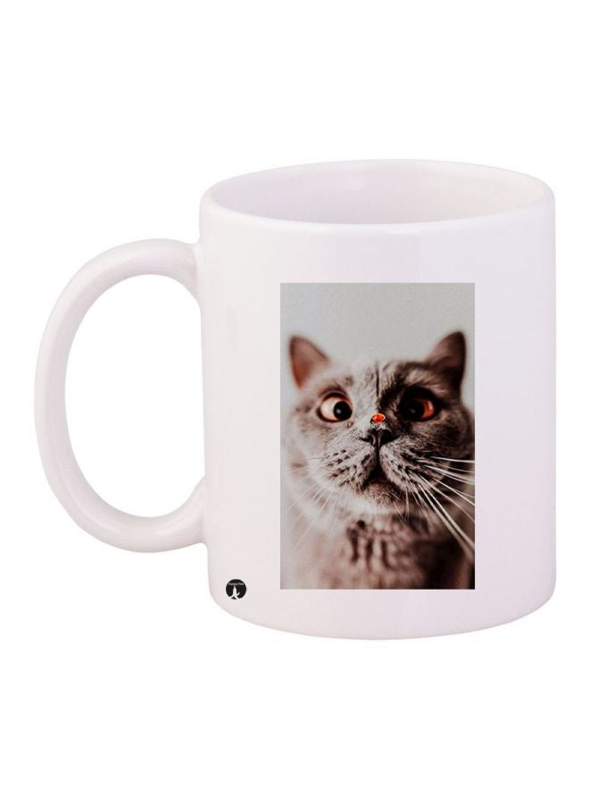 BP Cat Printed Coffee Mug White/Grey/Red