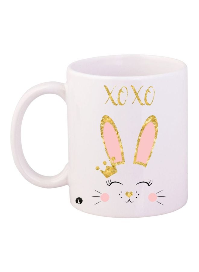 BP Cat Face Printed Coffee Mug White/Gold/Pink