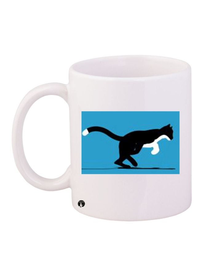 Cat Printed Coffee Mug White/Blue/Black
