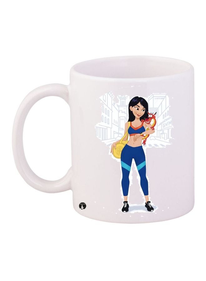 BP Animated Girl Printed Coffee Mug White/Blue/Yellow