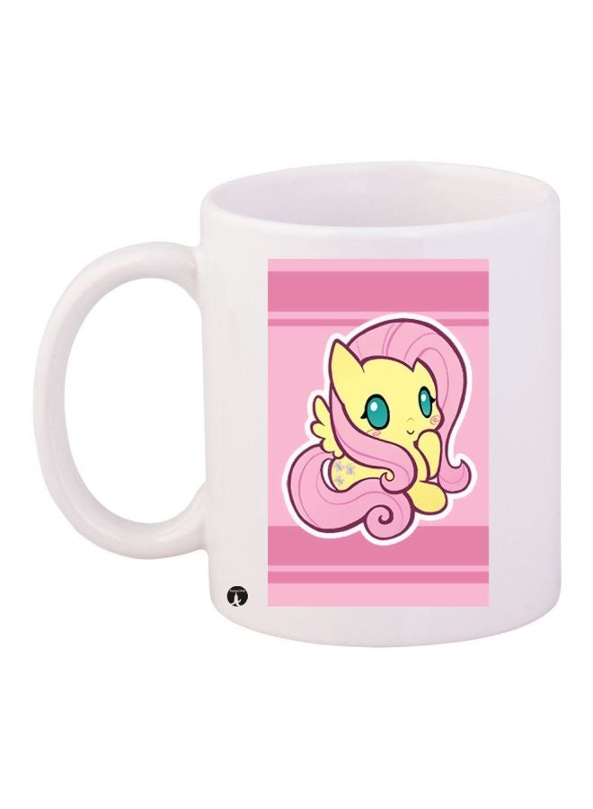 Cartoon Pony Printed Coffee Mug White/Pink/Yellow