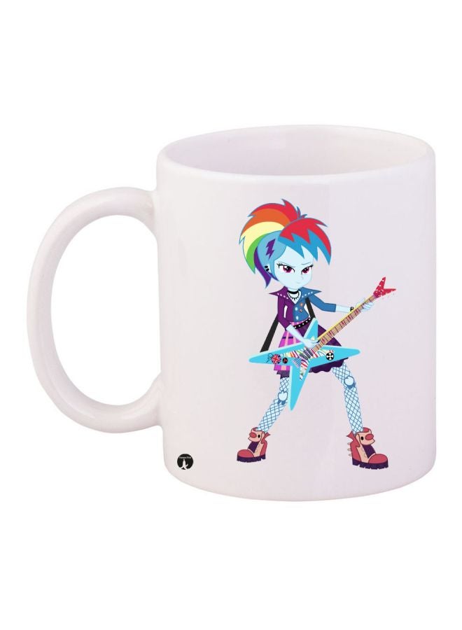 BP Guitar Girl Printed Coffee Mug White/Blue/Red 