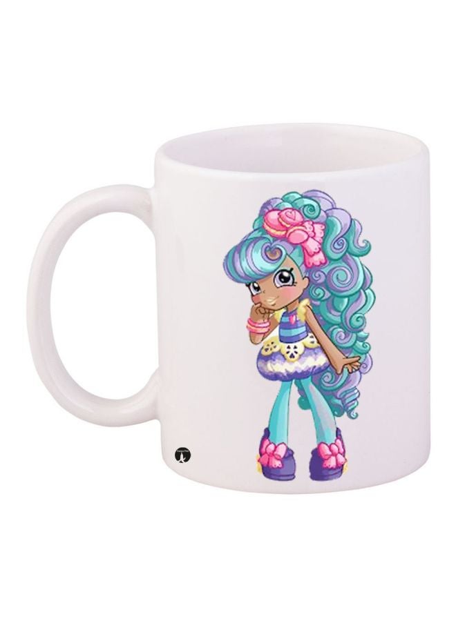 بي بي مج قهوة بطبعة رسومات كرتونية على شكل فتاة أبيض/أزرق/وردي