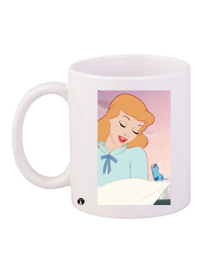 BP Cartoon Girl Printed Coffee Mug White/Blue/Brown