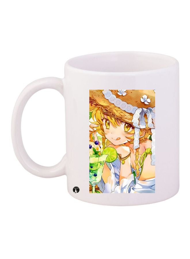 BP Cartoon Printed Coffee Mug White/Beige/Brown