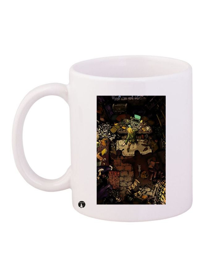 بي بي مج قهوة بطبعة شخصية كارتونية أبيض / أسود / بني