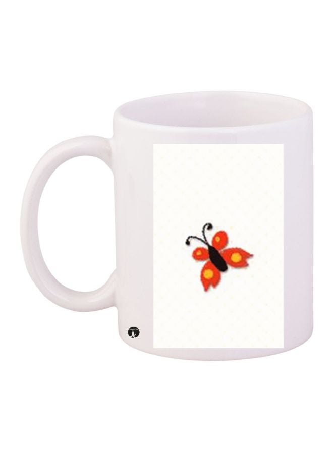 BP Butterfly Printed Coffee Mug White/Orange/Black